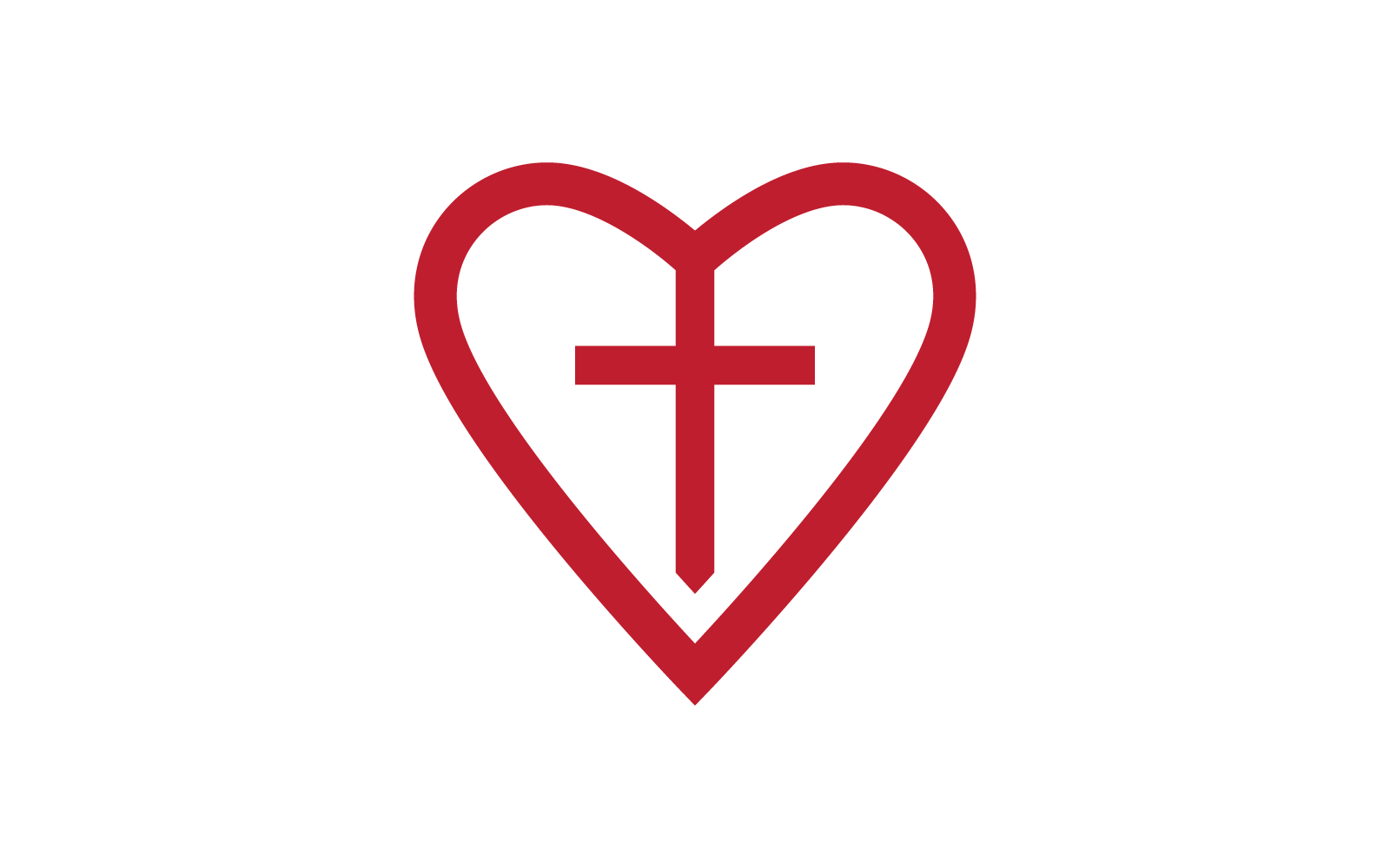 Kreuz- und Liebeslogo-Illustration, flaches Design
