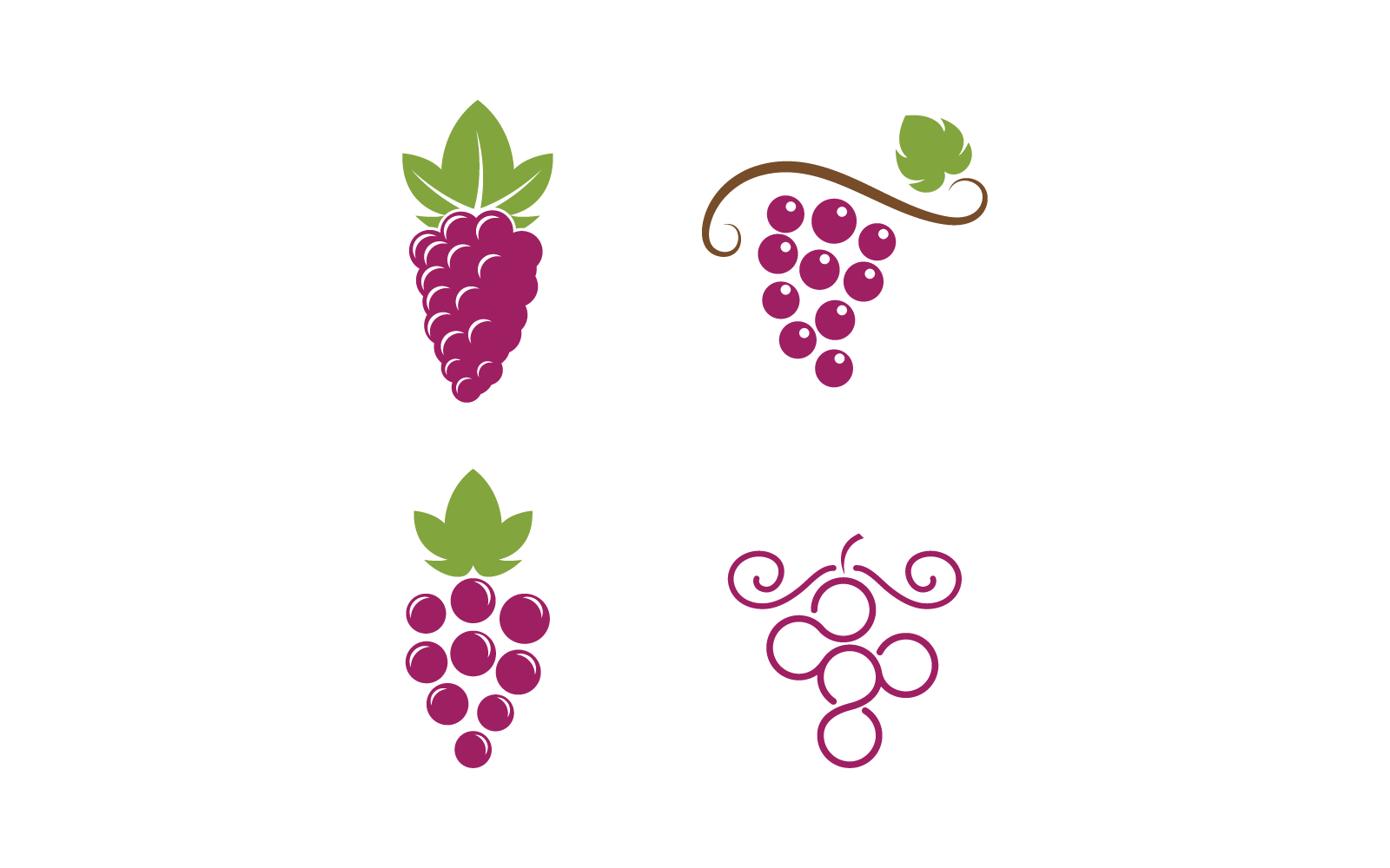 Grape with leaf logo illustration template Logo Template