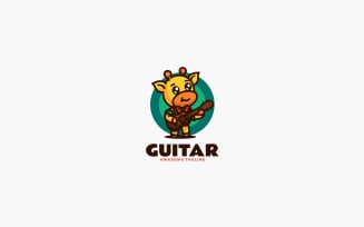 Guitar Giraffe Mascot Cartoon Logo