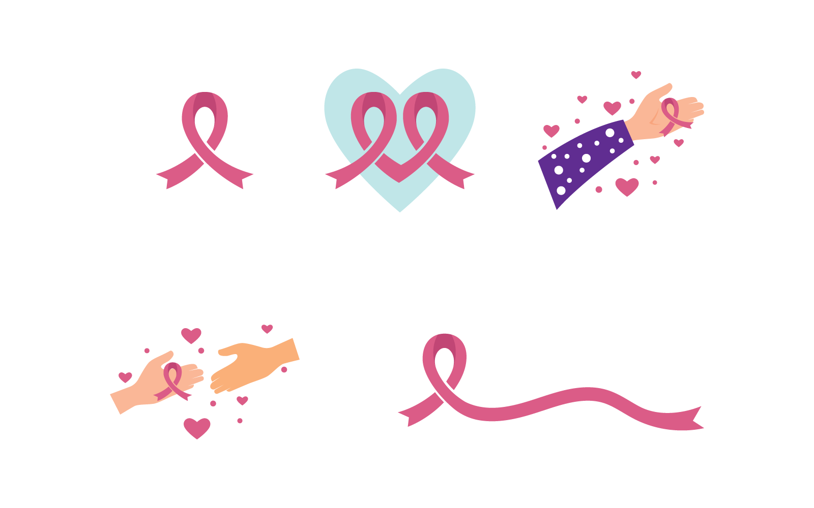 Hand with ribbon Breast cancer awareness illustration vector