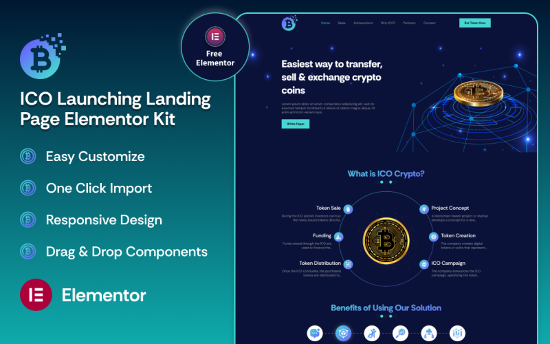 ICO Lauching Landing Page Elementor Kit