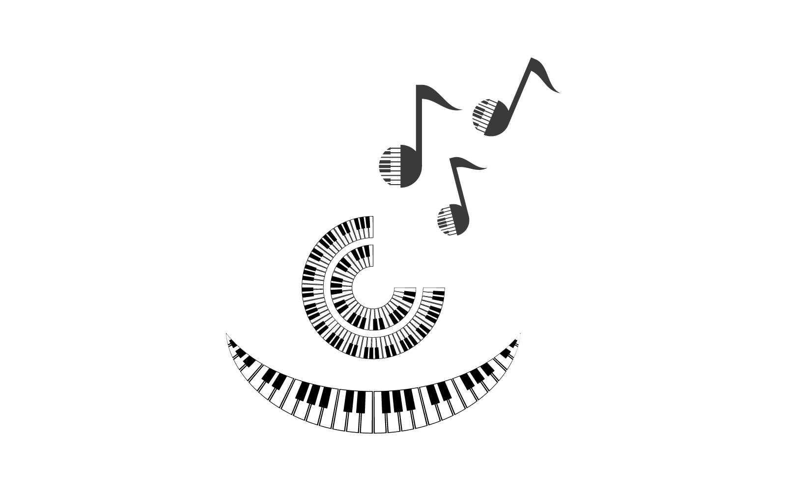 Piano vector logo illustratie platte ontwerpsjabloon