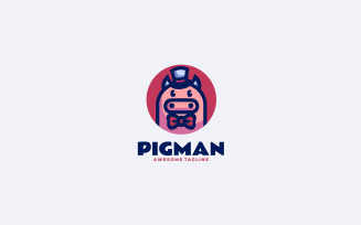 Pig Man Mascot Cartoon Logo 1