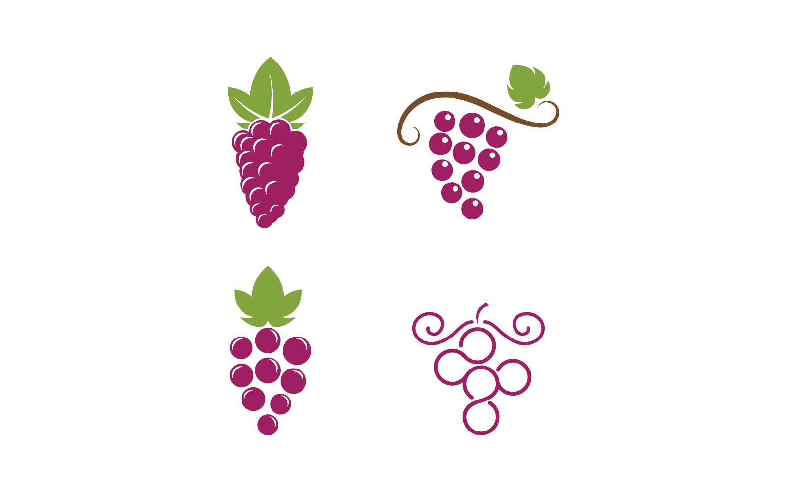 Traube mit Blatt-Logo-Illustrationsvorlage