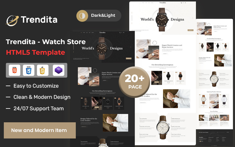 Trendita – Watch Store and eCommerce HTML5 Template Website Template