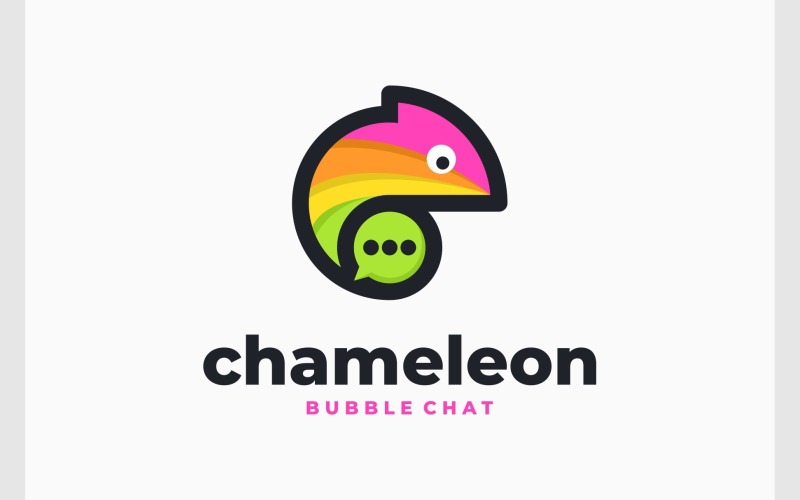 Chameleon Chat Bubble Modern Logo Logo Template
