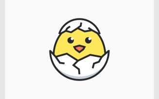 Chick Hatch Egg Cartoon Logo
