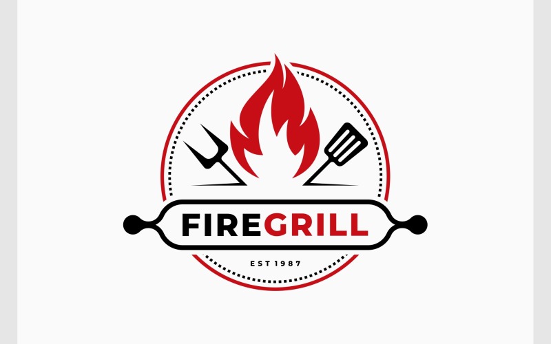 Fire Hot Grill Cook BBQ Logo Logo Template
