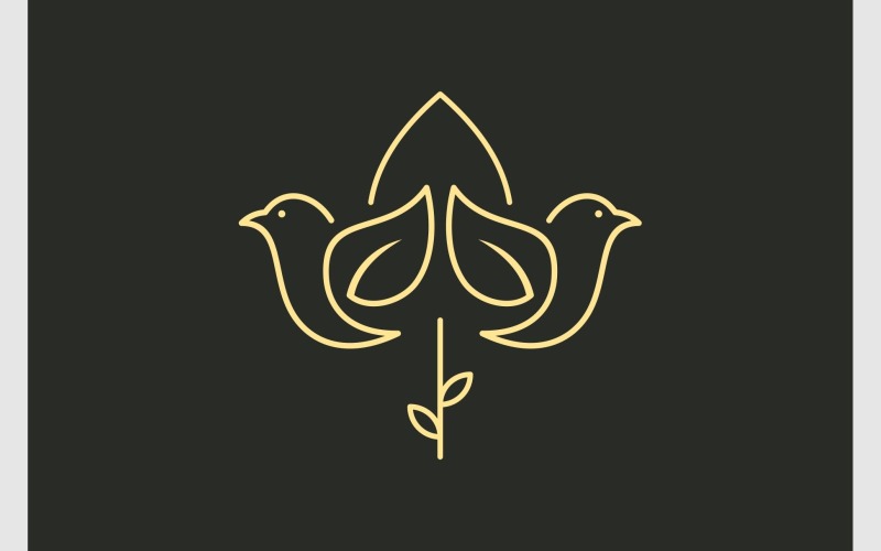 Flower Bird Line Art Simple Logo Logo Template