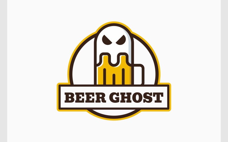 Ghost Drink Beer Badge Retro Logo Logo Template