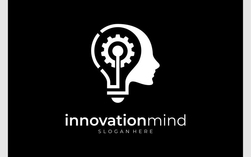 Human Mind Gear Machine Logo Logo Template