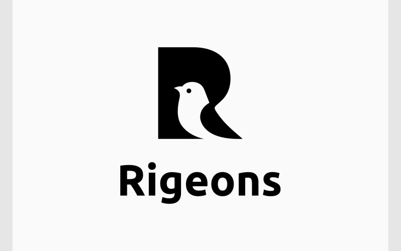 Letter R Pigeon Bird Logo Logo Template