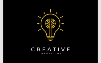 Light Bulb Brain Creative Idea Logo