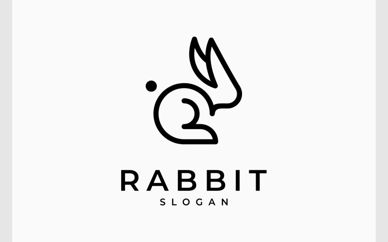 Rabbit Bunny Simple Line Art Logo Logo Template