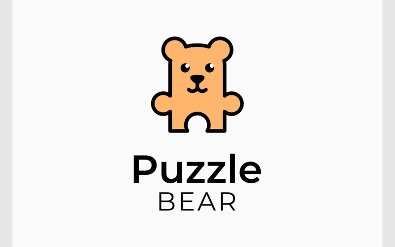 Teddy Bear Puzzle Jigsaw Logo Logo Template