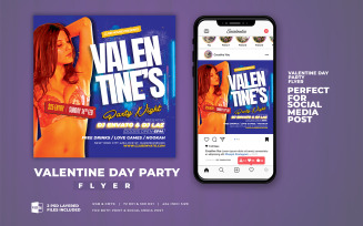 Blue Valentines Party Flyer Template