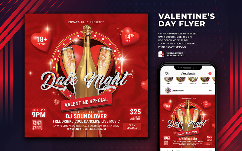 Date Night Valentines Special Flyer Corporate Identity