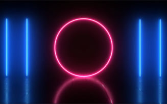 Geometric figure in neon effect light background