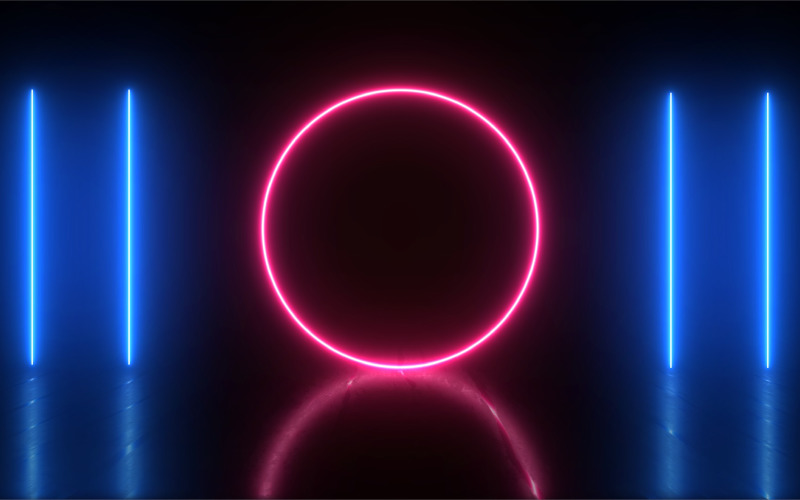 Geometric figure in neon effect light background Background
