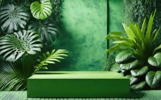 Green podium background, product presentation background