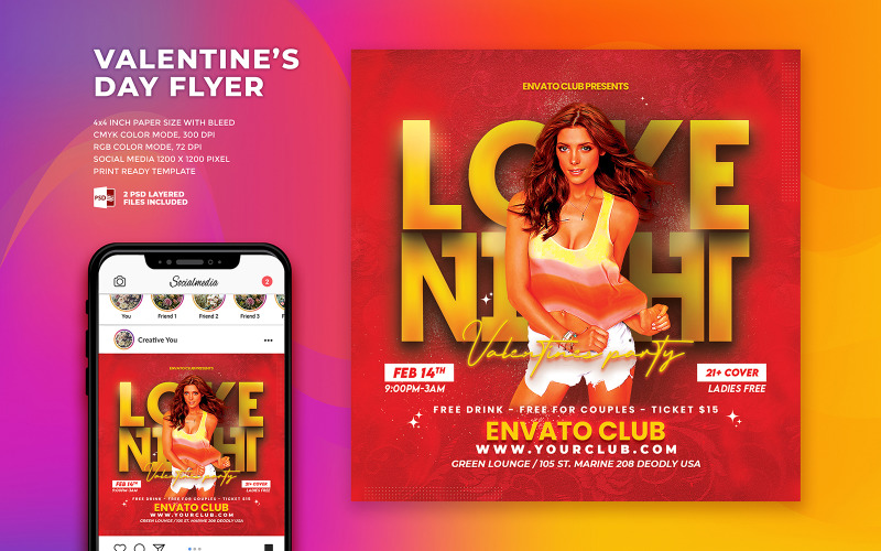 Love Night Valentine Flyer Corporate Identity