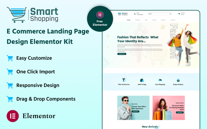 Smart-Shopping-E-Commerce Landing Page Elementor Kit