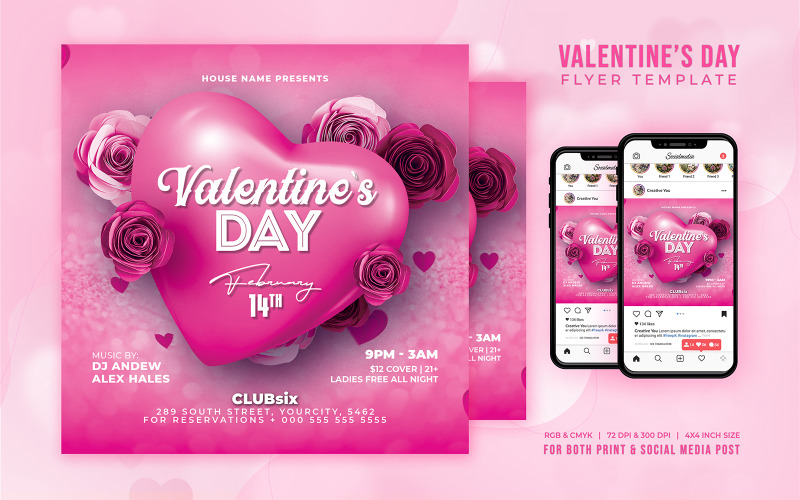 Valentine Party Pink Flyer Templates Corporate Identity