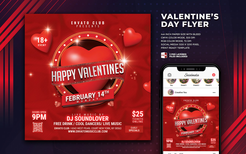 Valentines Day Party Flyer Templates Corporate Identity
