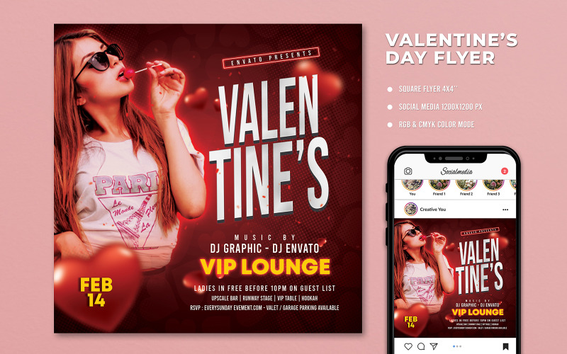 Valentines Party Flyer Layout Corporate Identity