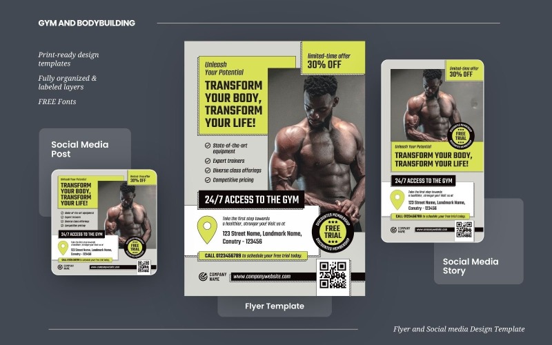Gym and Bodybuilding Template Designs 03 Corporate Identity