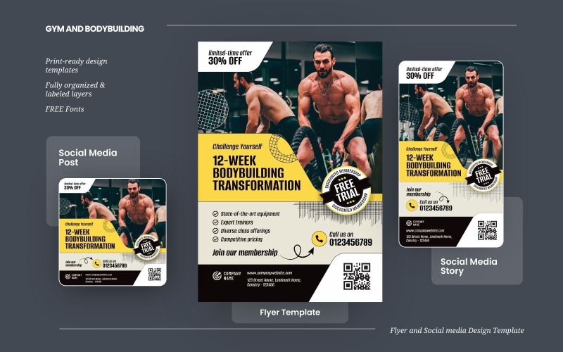 Gym and Bodybuilding Template Designs Corporate Identity
