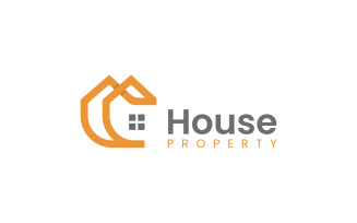 House real estate line logo design template