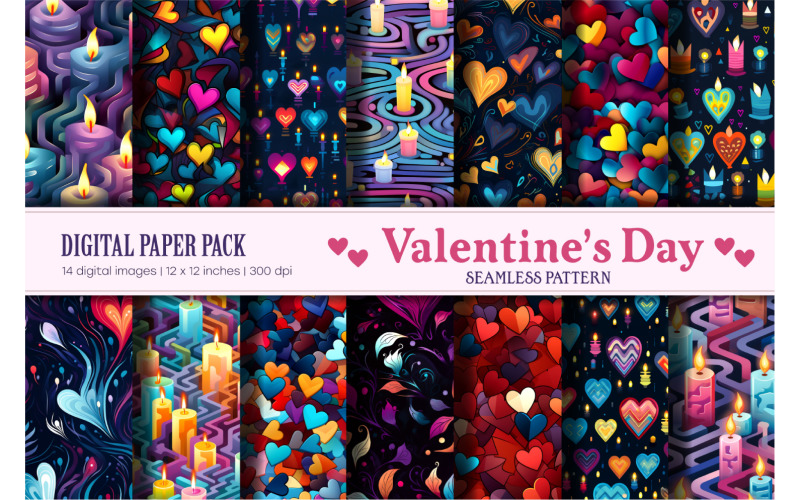 Seamless patterns for Valentine's Day. Digital paper. Pattern