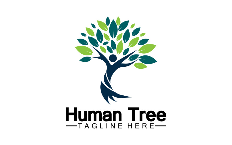 Human tree concept love save green logo version 1 Logo Template