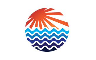 Sun and wave ocean logo template version 10