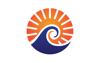 Sun and wave ocean logo template version 11