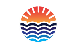 Sun and wave ocean logo template version 12
