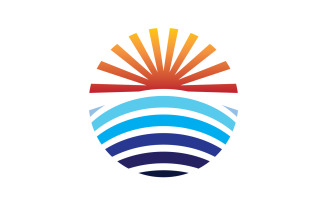 Sun and wave ocean logo template version 14