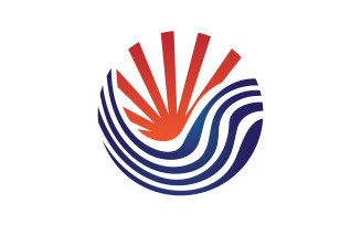 Sun and wave ocean logo template version 15
