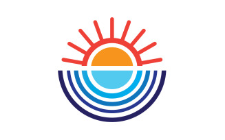 Sun and wave ocean logo template version 17