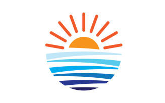 Sun and wave ocean logo template version 20