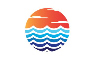 Sun and wave ocean logo template version 21