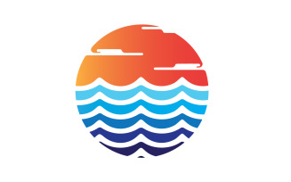 Sun and wave ocean logo template version 21