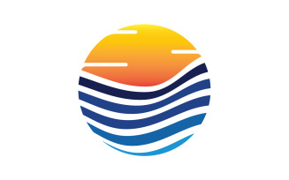 Sun and wave ocean logo template version 22
