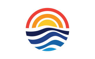 Sun and wave ocean logo template version 23