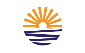 Sun and wave ocean logo template version 2
