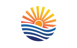 Sun and wave ocean logo template version 3