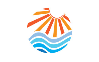 Sun and wave ocean logo template version 4