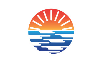 Sun and wave ocean logo template version 5