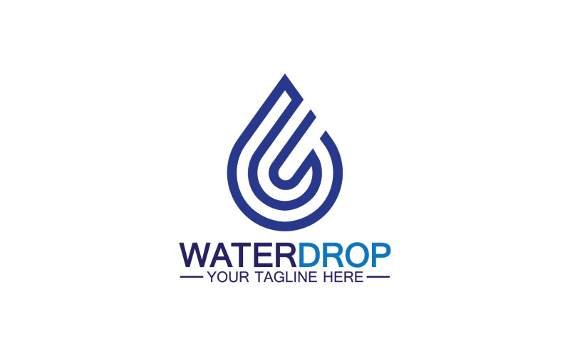 Waterdrop blue nature fresh water logo template version 2 Logo Template